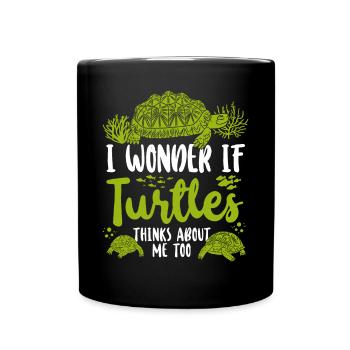 Sea Turtle Tortoise I Wonder If - Tasse einfarbig - Schwarz - Vorne