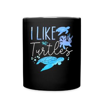 Sea Turtle Tortoise I Like Turtles - Tasse einfarbig - Schwarz - Vorne