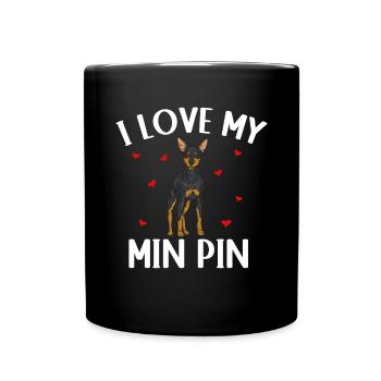 Zwergpinscher Rehpinscher Min Pin Hund - Tasse einfarbig - Schwarz - Vorne