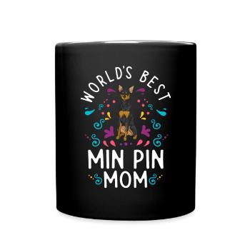 Miniature Pinscher Rehpinscher Min Pin Dog - Full Colour Mug - black - Front