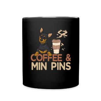 Miniature Pinscher Rehpinscher Min Pin Dog - Full Colour Mug - black - Front
