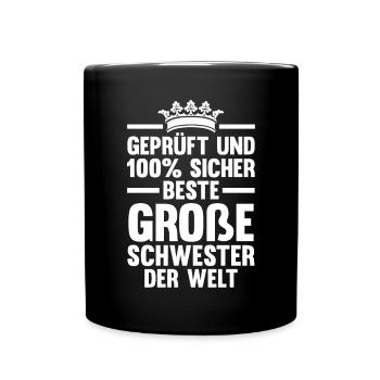 Beste Große Schwester Der Welt - Tasse einfarbig - Schwarz - Vorne