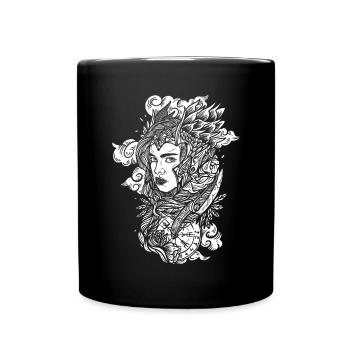 Nordische Wikinger Frau - Schildmaid & Walküre - Tasse einfarbig - Schwarz - Vorne