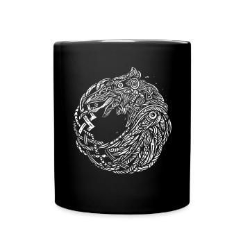 Odins Raben Hugin Munin Keltische Wikinger Knoten - Tasse einfarbig - Schwarz - Vorne
