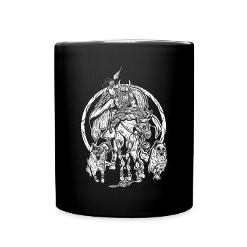 Odin auf Sleipnir - Wikingerkrieger Design - Tasse einfarbig - Schwarz - Vorne