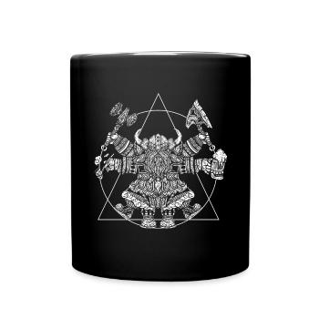 Funny Vitruvian Viking warrior - Full Colour Mug - black - Front