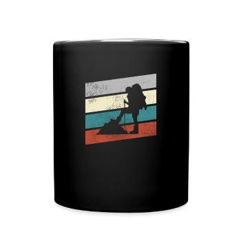 Wandern Retro - Tasse einfarbig - Schwarz - Vorne