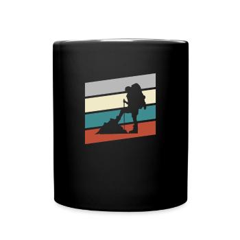 Wandern Retro - Tasse einfarbig - Schwarz - Vorne