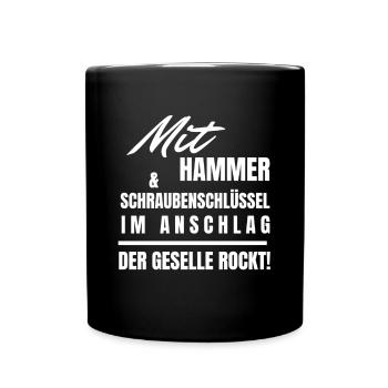 Gesellen Geselle Gesellenbrief Prüfung Handwerker - Tasse einfarbig - Schwarz - Vorne