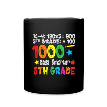 Lehrer der fünften Klasse - 1000 Tage klüger 100. Tag - Tasse einfarbig - Schwarz - Vorne