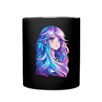 Manga Girl Anime Otaku Design Kawaii Chibi Cosplay - Tasse einfarbig - Schwarz - Vorne