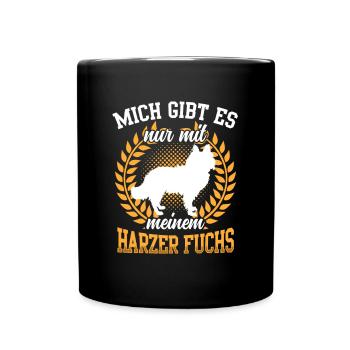 Nur mit Harzer Fuchs altdeutscher Hütefuchs - Tasse einfarbig - Schwarz - Vorne