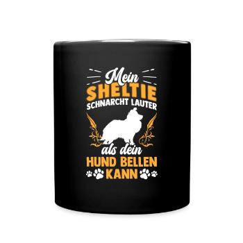 Shetland Sheepdog schnarcht lauter Sheltie - Tasse einfarbig - Schwarz - Vorne