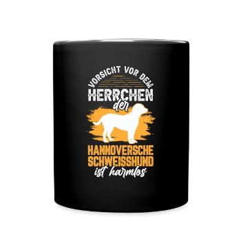 Vorsicht vor dem Hannoverscher Schweißhund - Tasse einfarbig - Schwarz - Vorne