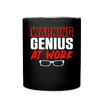 Warning Genius At Work - Full Colour Mug - black - Front
