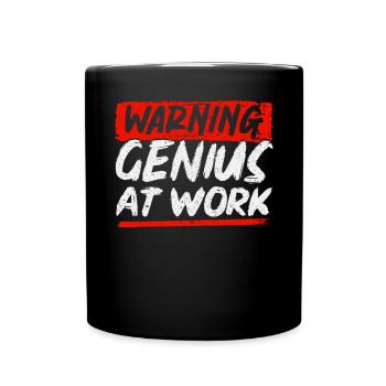 Warning Genius At Work - Full Colour Mug - black - Front