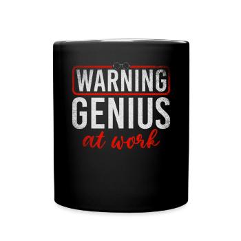 Warning Genius At Work - Full Colour Mug - black - Front