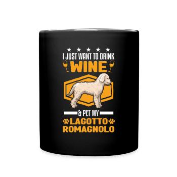 Lagotto Romagnolo et vin - Mug uni - noir - Devant