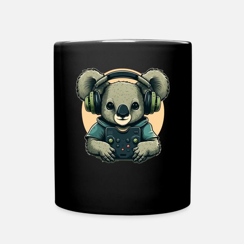 Koalabär mit Walkman - Tasse einfarbig - Schwarz