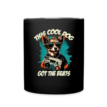 dog with boombox and lettering - Full Colour Mug - black - Front