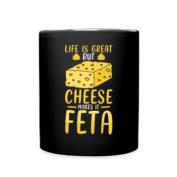Jeu de mots feta au fromage - Mug uni - noir - Devant