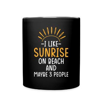 Plage, Mer, Vacances, Lever du soleil - Mug uni - noir - Devant