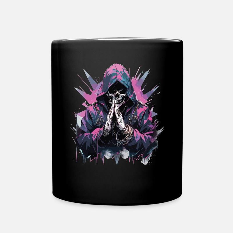 Totenkopf Skull Skulls Totenschädel Skelett - Tasse einfarbig - Schwarz
