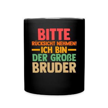 Familienmotiv Bruder - Tasse einfarbig - Schwarz - Vorne