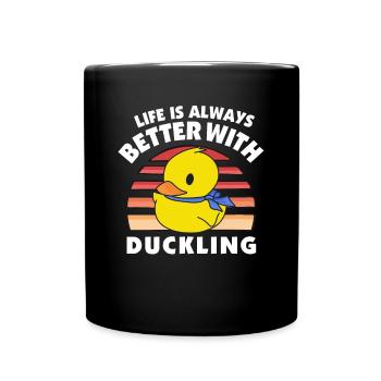 La vie est toujours meilleure avec le caneton - Canards jaunes - Mug uni - noir - Devant