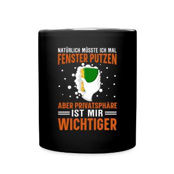 Ich müsste Fenster putzen... - Tasse einfarbig - Schwarz - Vorne