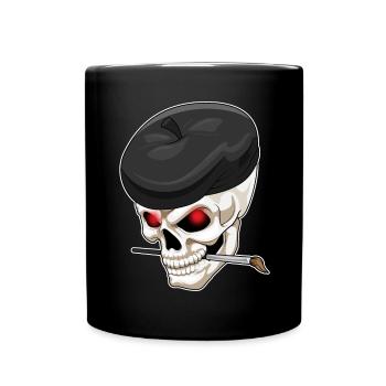 Totenkopf Maler Pinsel Malen - Tasse einfarbig - Schwarz - Vorne