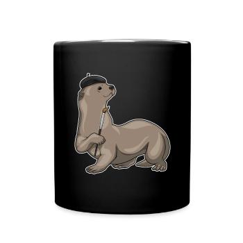 Peinture au pinceau de Peintre Loutre - Mug uni - noir - Devant