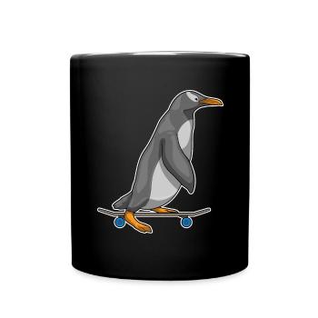 Pinguin Skater Skateboard - Tasse einfarbig - Schwarz - Vorne