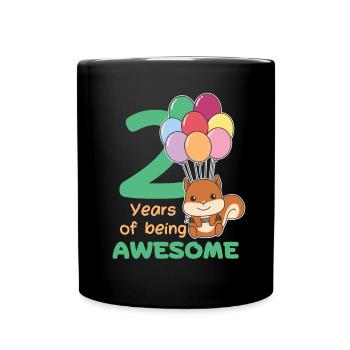 Squirrel for 2nd birthday children two years - Full Colour Mug - black - Front