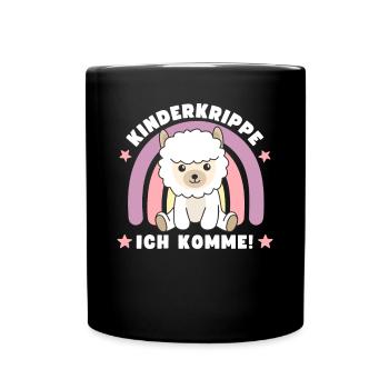 Kinderkrippe Ich Komme! Alpaka - Tasse einfarbig - Schwarz - Vorne