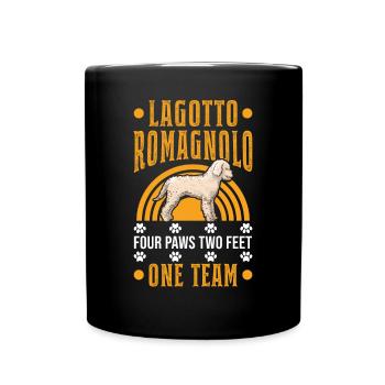 Lagotto Romagnolo 4 Pfoten 2 Beine Ein Team - Tasse einfarbig - Schwarz - Vorne