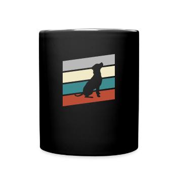 Hund Retro - Tasse einfarbig - Schwarz - Vorne