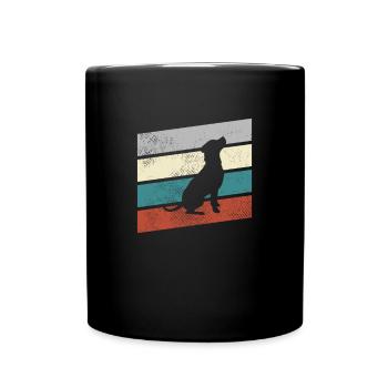 Hund Retro - Tasse einfarbig - Schwarz - Vorne