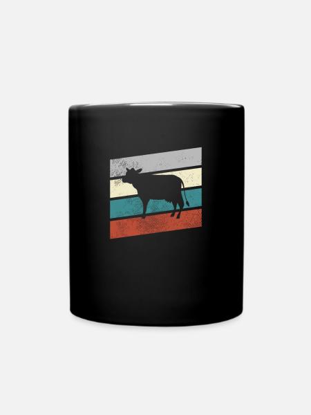 Kuh Retro - Tasse einfarbig - Schwarz