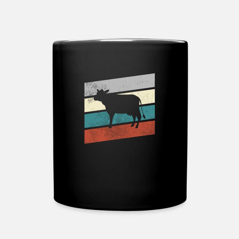 Kuh Retro - Tasse einfarbig - Schwarz