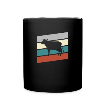 Kuh Retro - Tasse einfarbig - Schwarz - Vorne