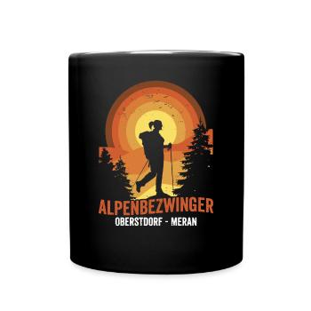 Alpenüberquerung Oberstdorf Meran Alpenbezwinger - Tasse einfarbig - Schwarz - Vorne