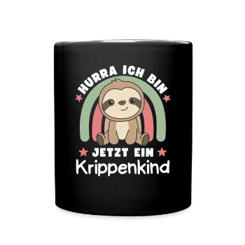 Hurra Ich Bin Jetzt Ein Krippenkind - Tasse einfarbig - Schwarz - Vorne