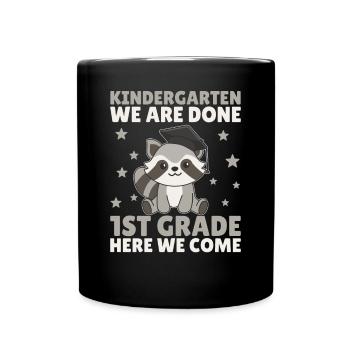 Kids Kindergarten graduate raccoon 1st grade - Full Colour Mug - black - Front