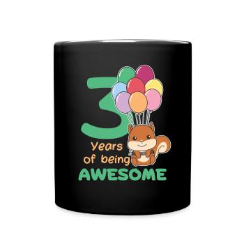 Squirrel for 3rd birthday children three years - Full Colour Mug - black - Front