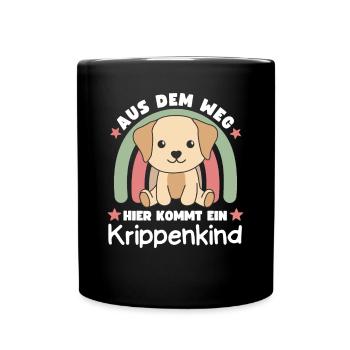 Aus Dem Weg Hier Kommt Ein Krippenkind Hund - Tasse einfarbig - Schwarz - Vorne