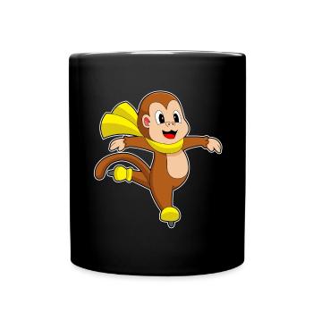 Monkey Ice Skating Skates - Full Colour Mug - black - Front