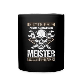 Meisterprüfung Geschenkidee Lizenz - Tasse einfarbig - Schwarz - Vorne