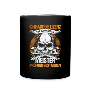 Meister Meisterprüfeng bestanden - Tasse einfarbig - Schwarz - Vorne