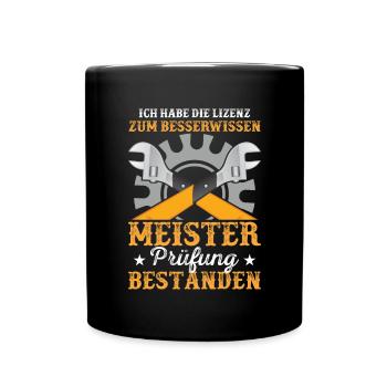 Lizenz Meisterprüfung bestanden - Tasse einfarbig - Schwarz - Vorne